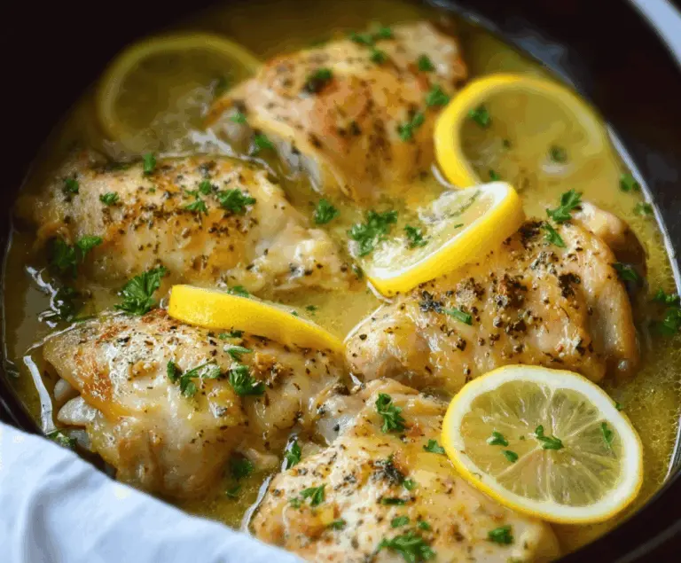Easy Crock Pot Lemon Garlic Butter Chicken Thighs