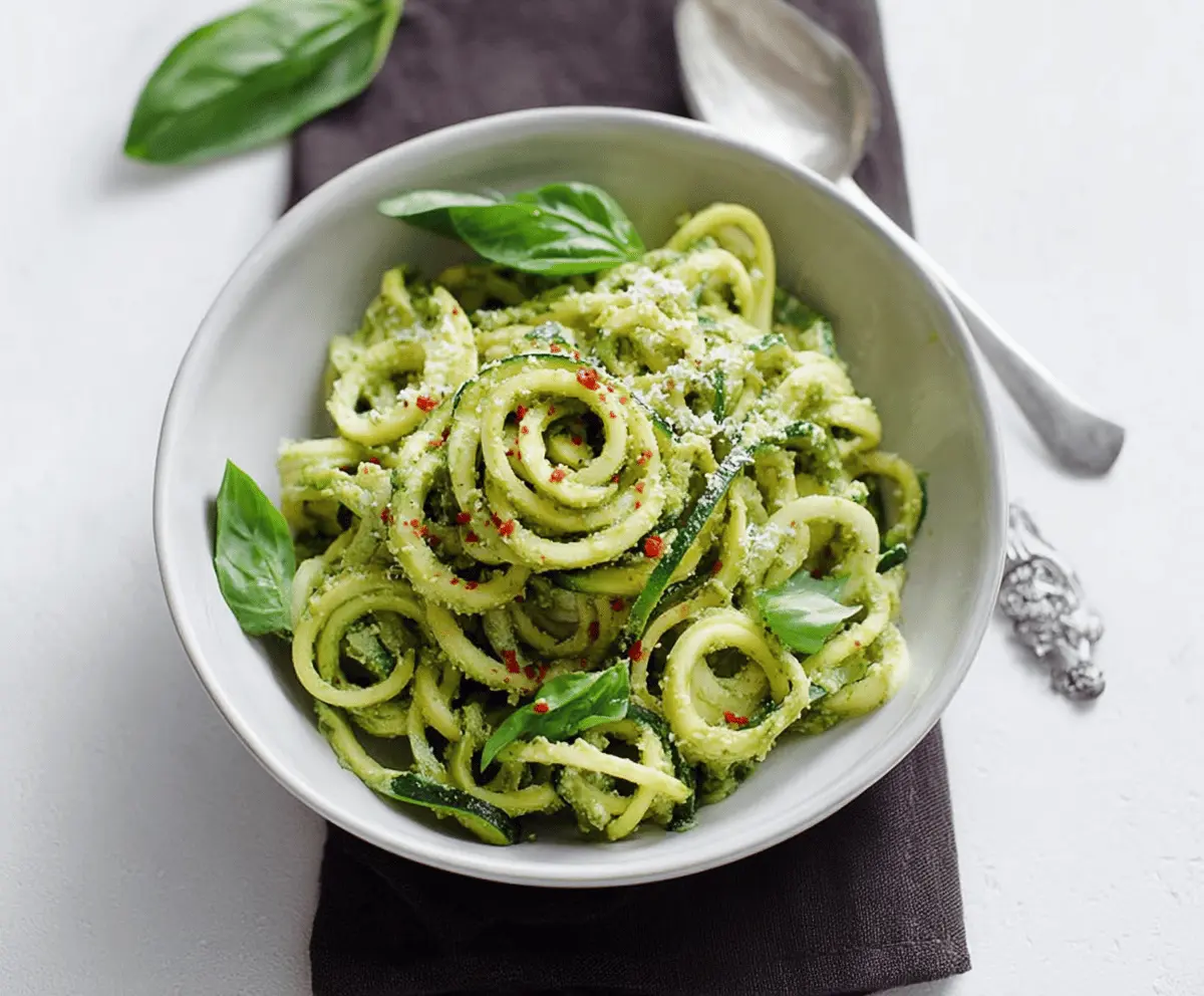 Creamy Avocado Pesto Zucchini Noodles Recipe