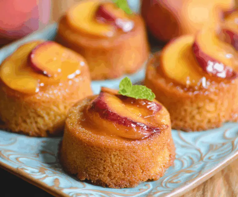Easy Peach Upside Down Mini Cakes Recipe