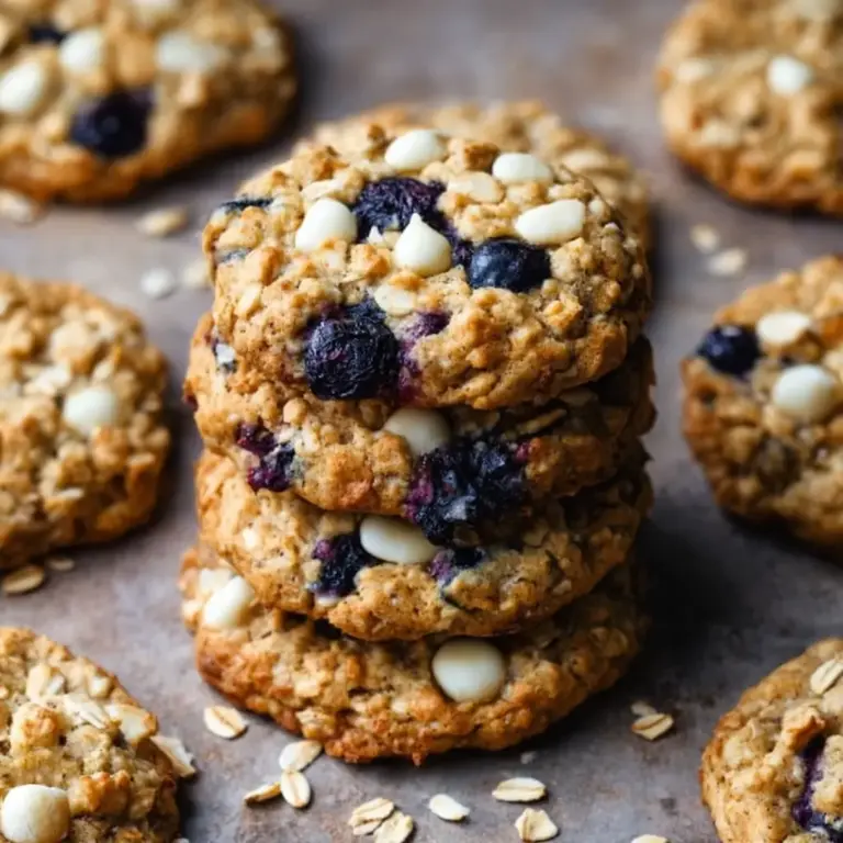 White Chocolate Blueberry Oatmeal Chewy Cookies