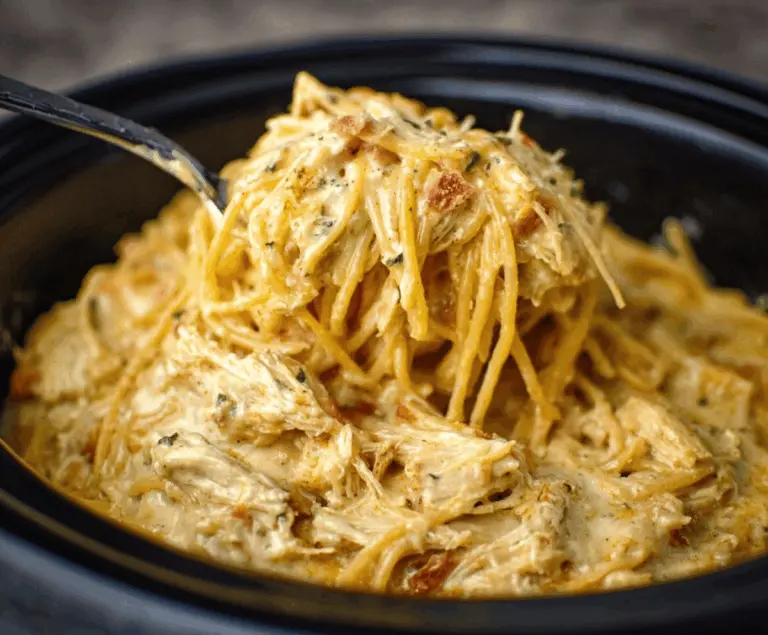 Easy Creamy Crockpot Chicken Spaghetti Recipe