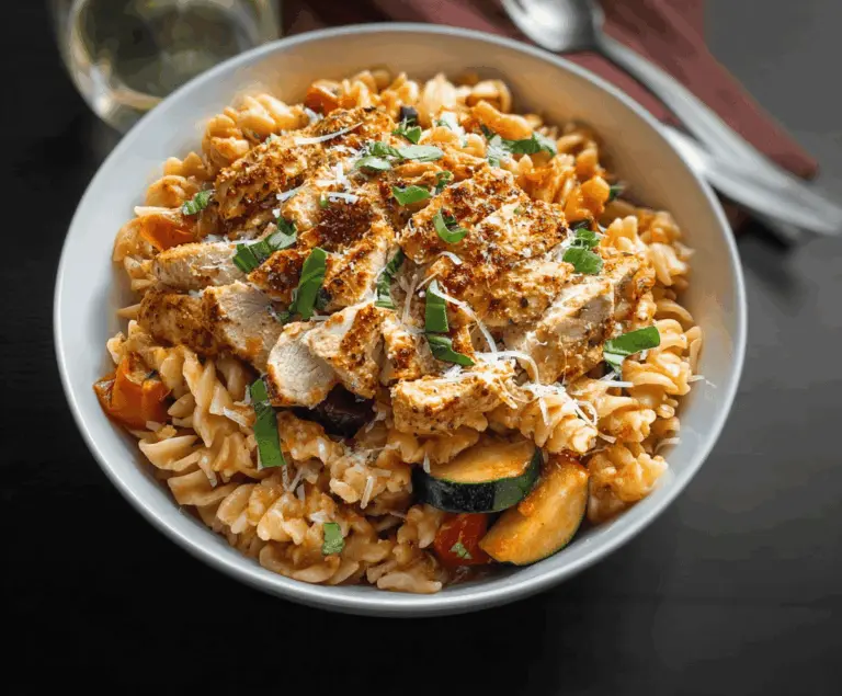 Spicy Chicken Pasta with Fresh Summer Veggies