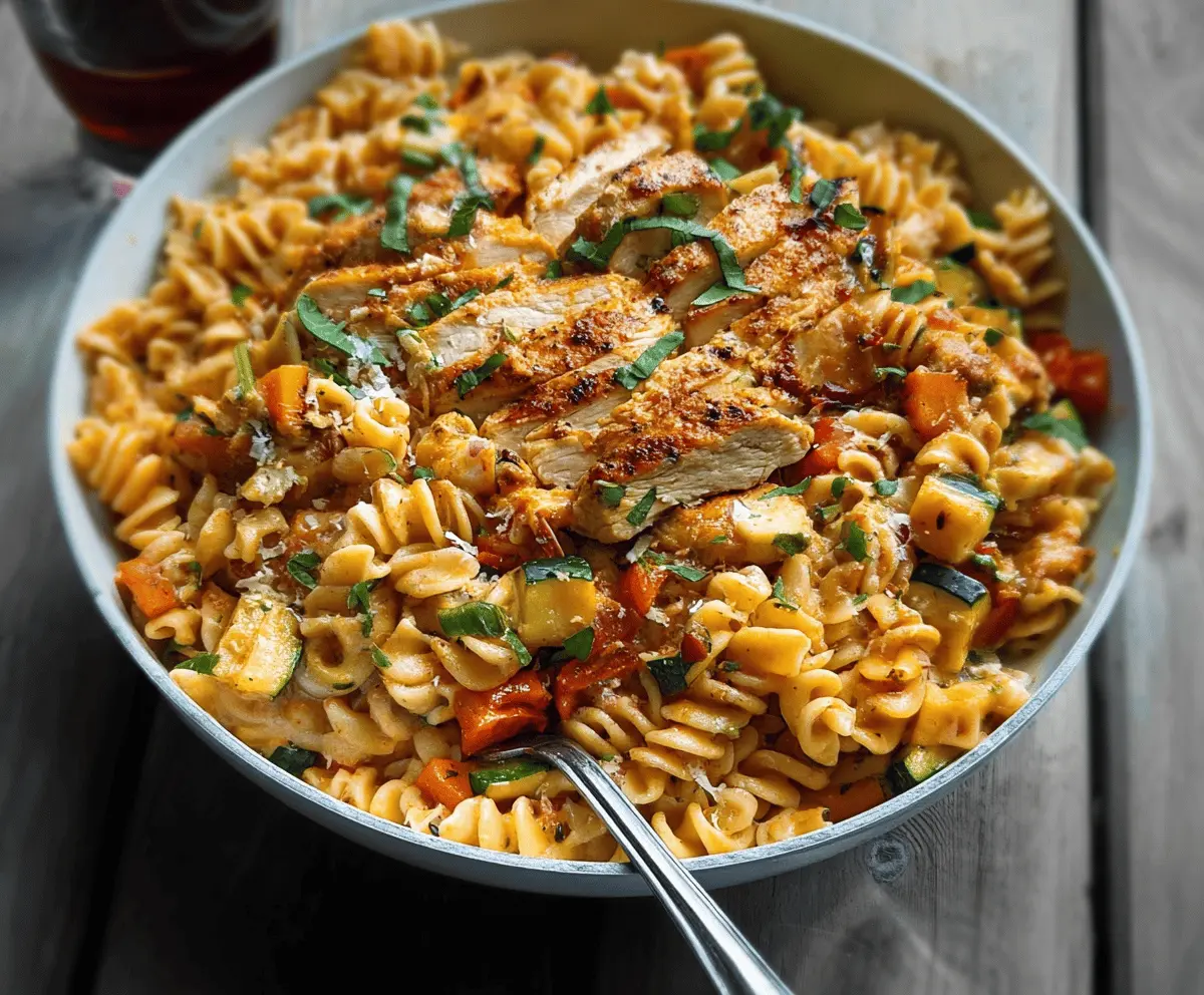 Spicy Chicken Pasta with Fresh Summer Veggies