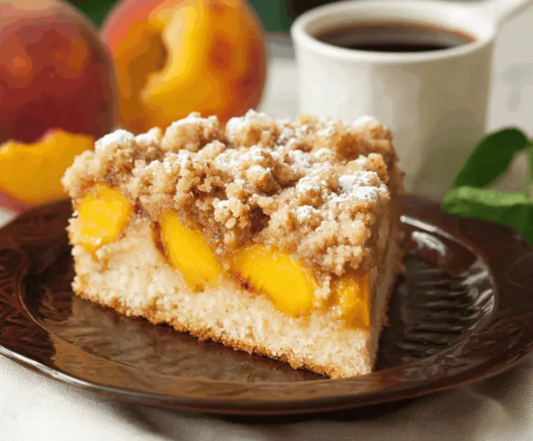 Southern Peach Crumb Cake Recipe with Sweet Streusel Topping