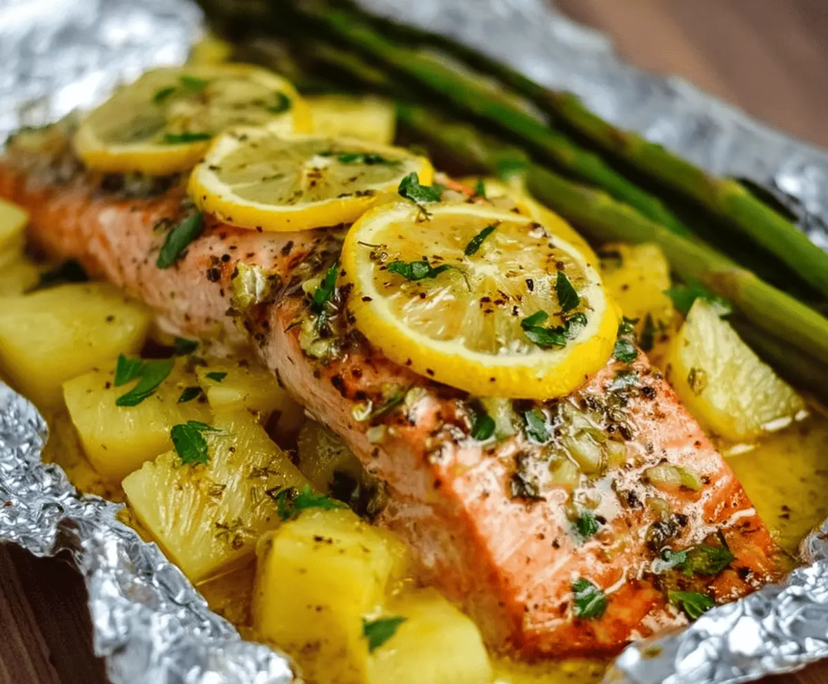 Easy Salmon Foil Packets with Pineapple and Lemon Butter