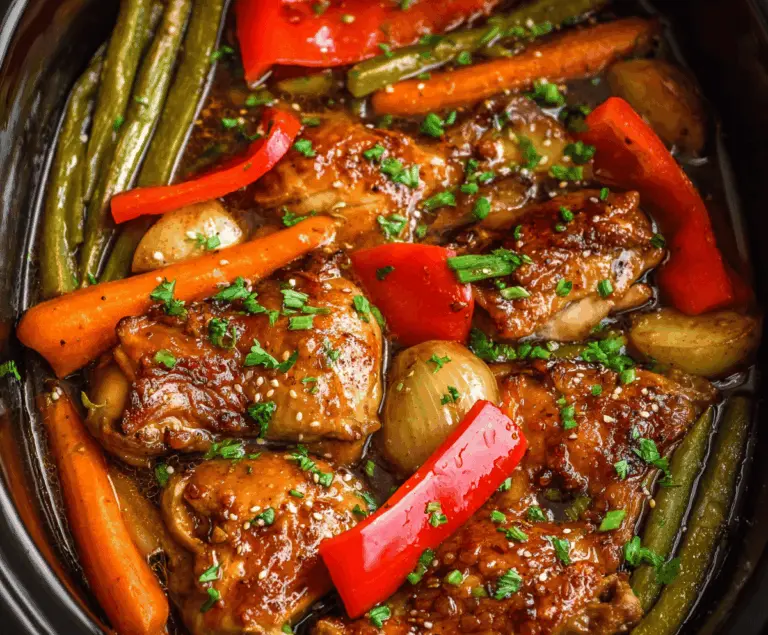 Slow Cooker Honey Garlic Chicken And Veggies