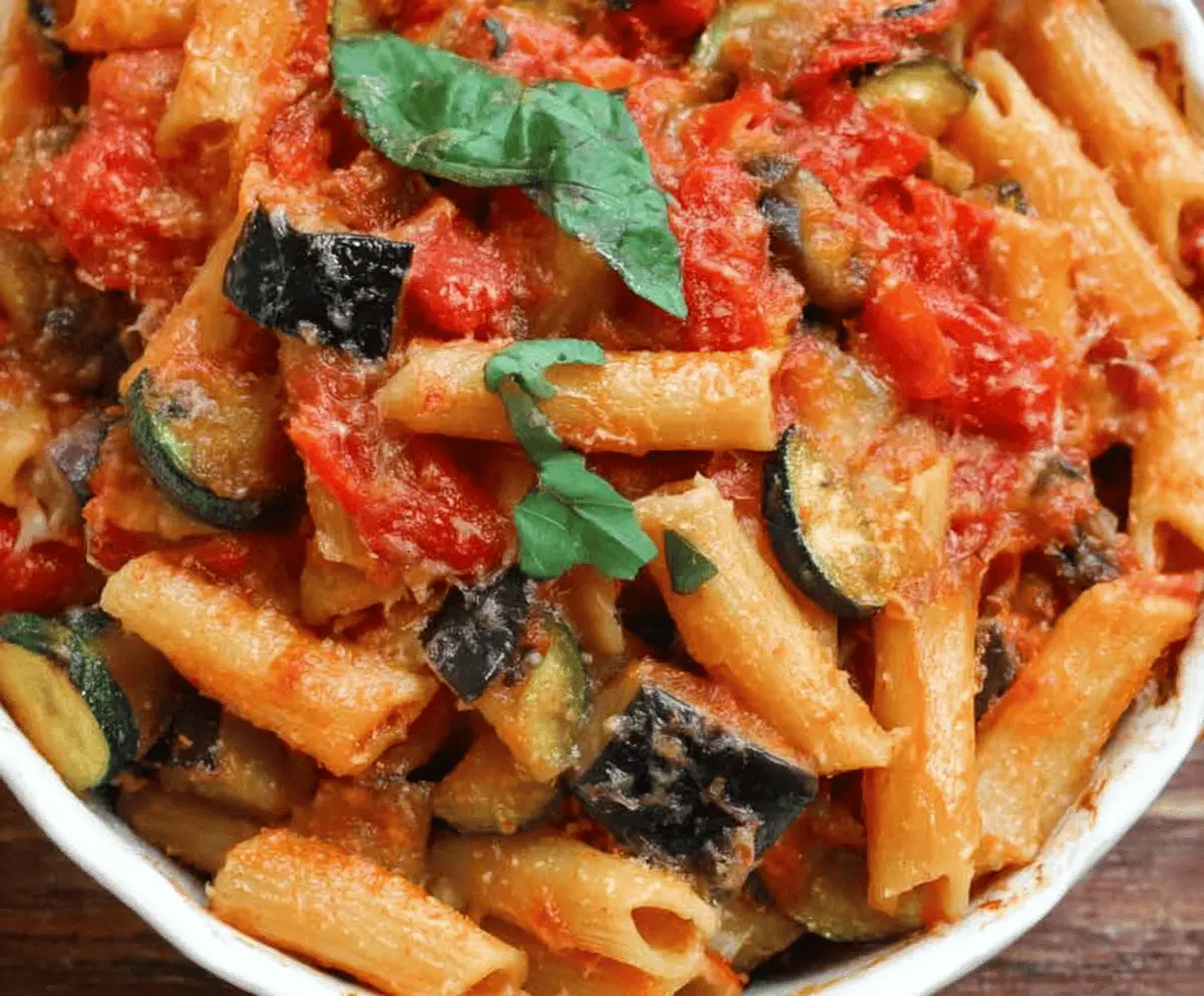Eggplant Pasta Bake With Tomato And Zucchini 