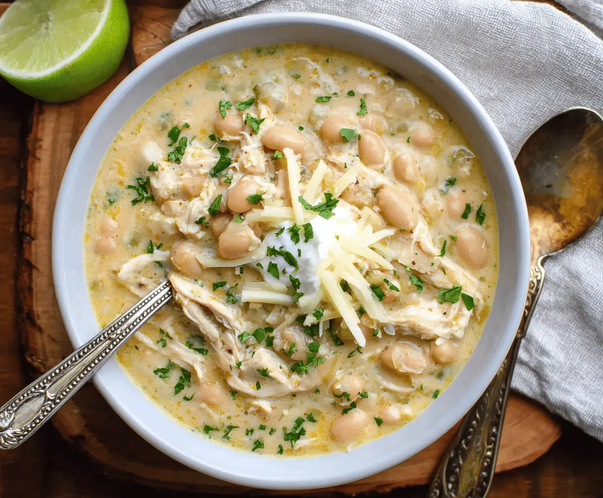 Creamy Crockpot White Chicken Chili 