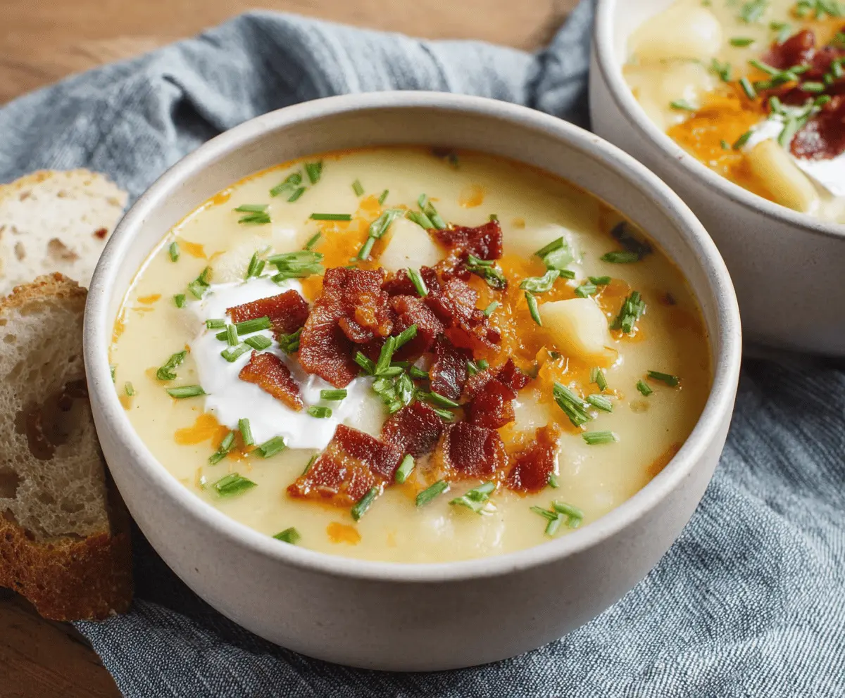 Creamy Potato Soup with Bacon Bits