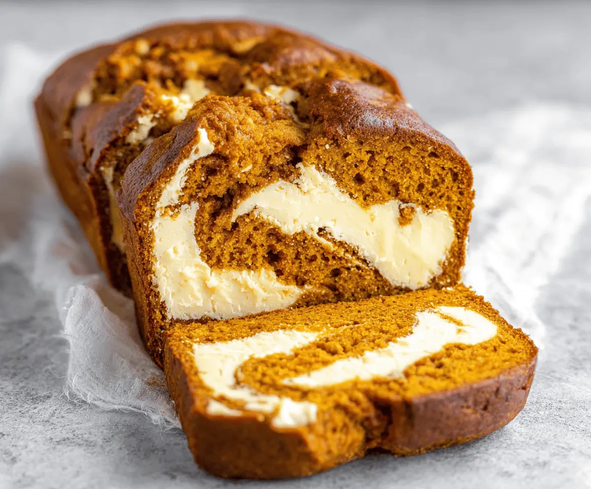 Easy Pumpkin Bread with Cream Cheese Swirl