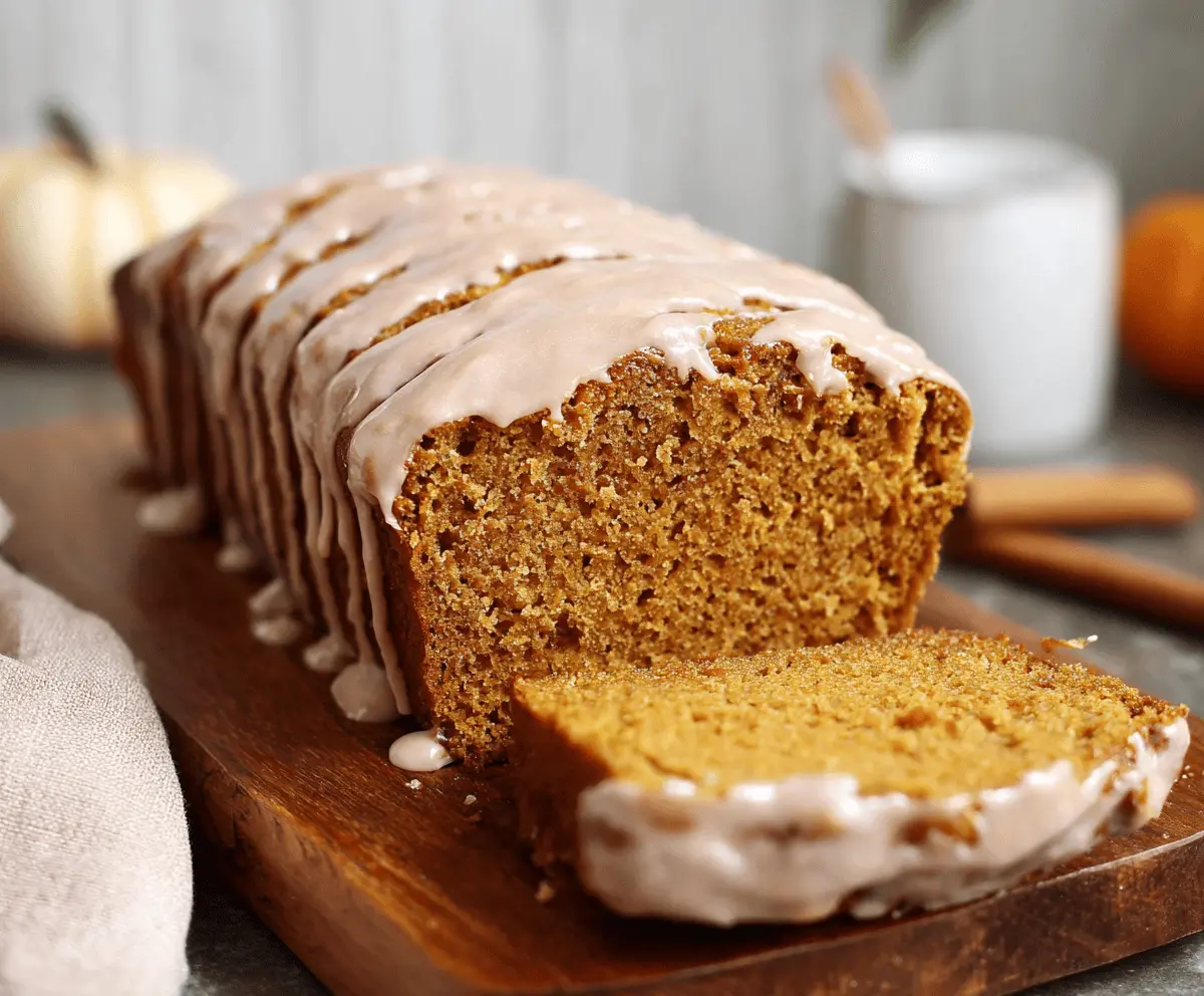 Spiced Pumpkin Bread with Cinnamon Glaze