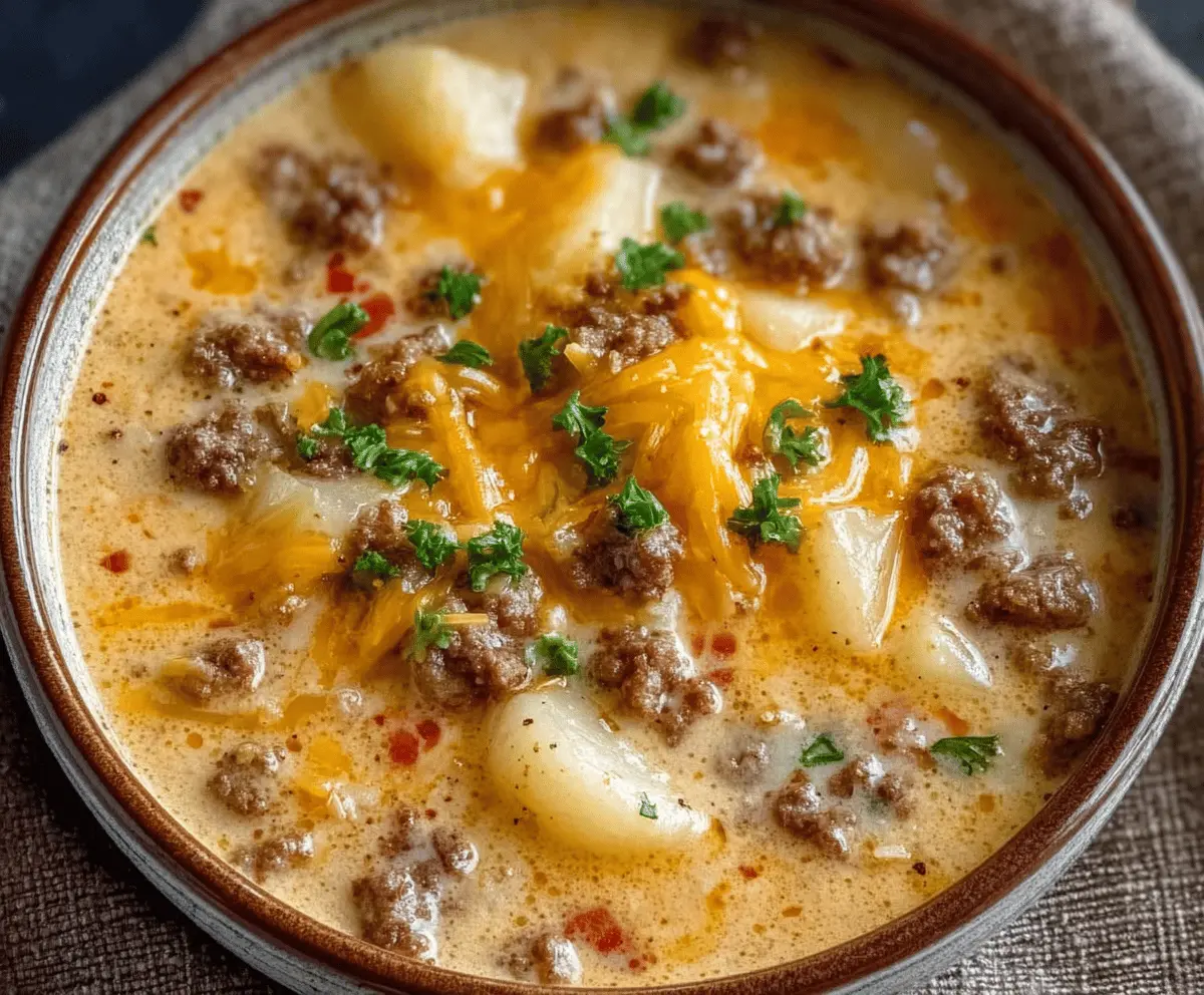 Cheesy Hamburger Potato Soup