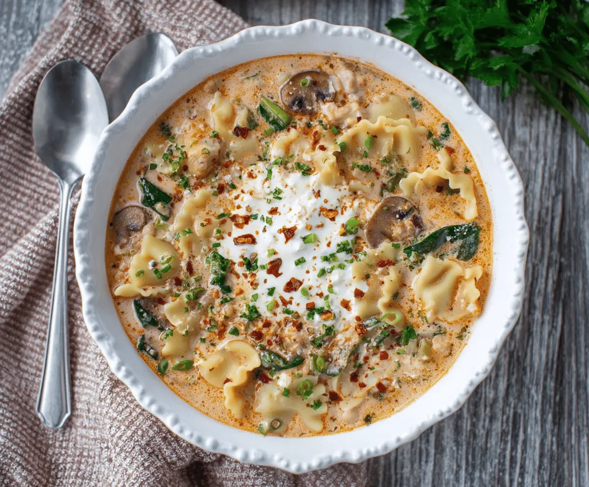 Creamy Vegetarian Lasagna Soup