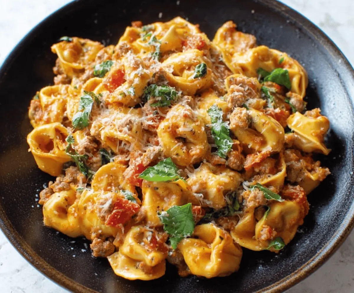Easy One Pan Sausage Tortellini Recipe for Quick Dinner
