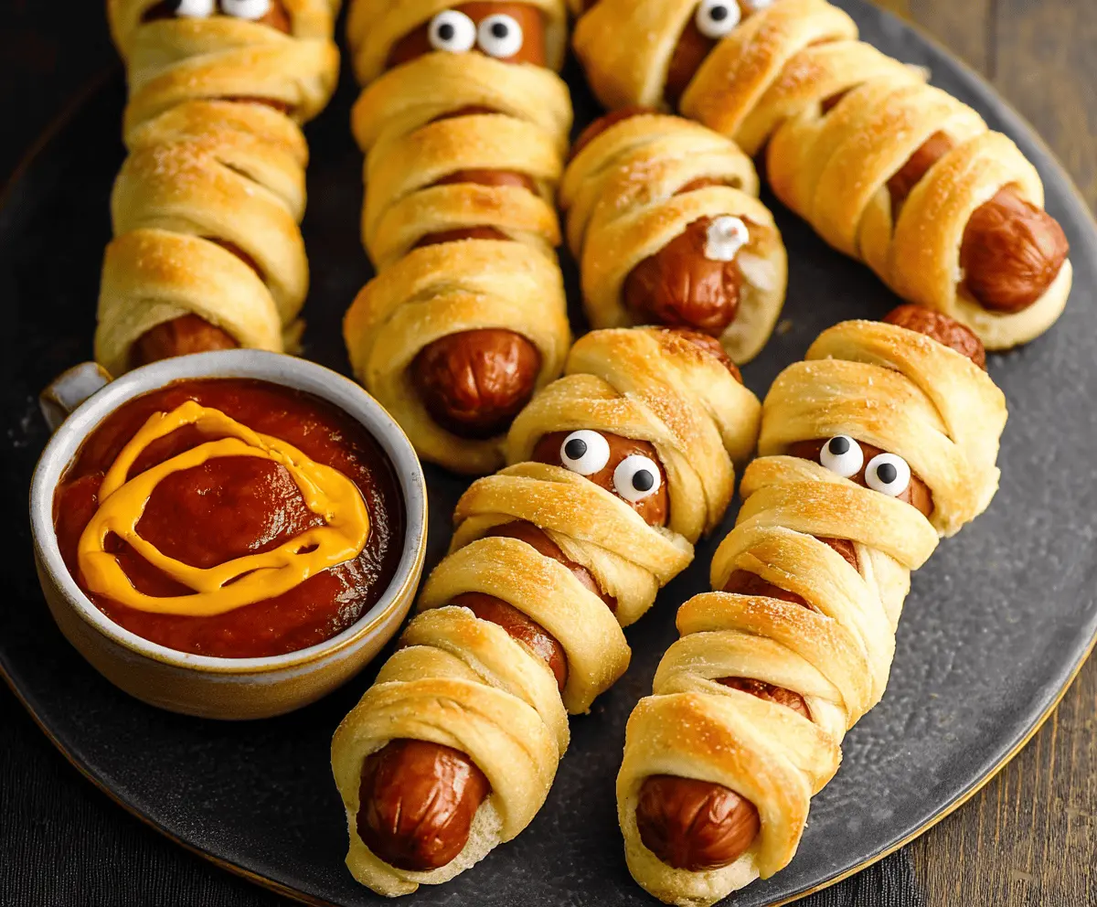 Easy 3-Ingredient Halloween Mummy Hot Dogs Recipe