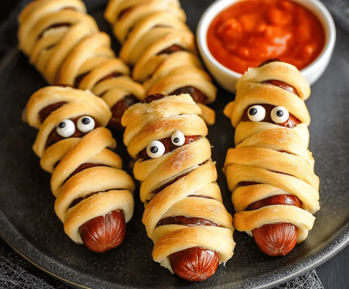 Easy 3-Ingredient Halloween Mummy Hot Dogs Recipe