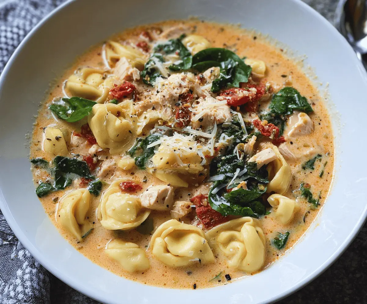Creamy Tuscan Chicken Tortellini Soup Recipe - Easy & Delicious