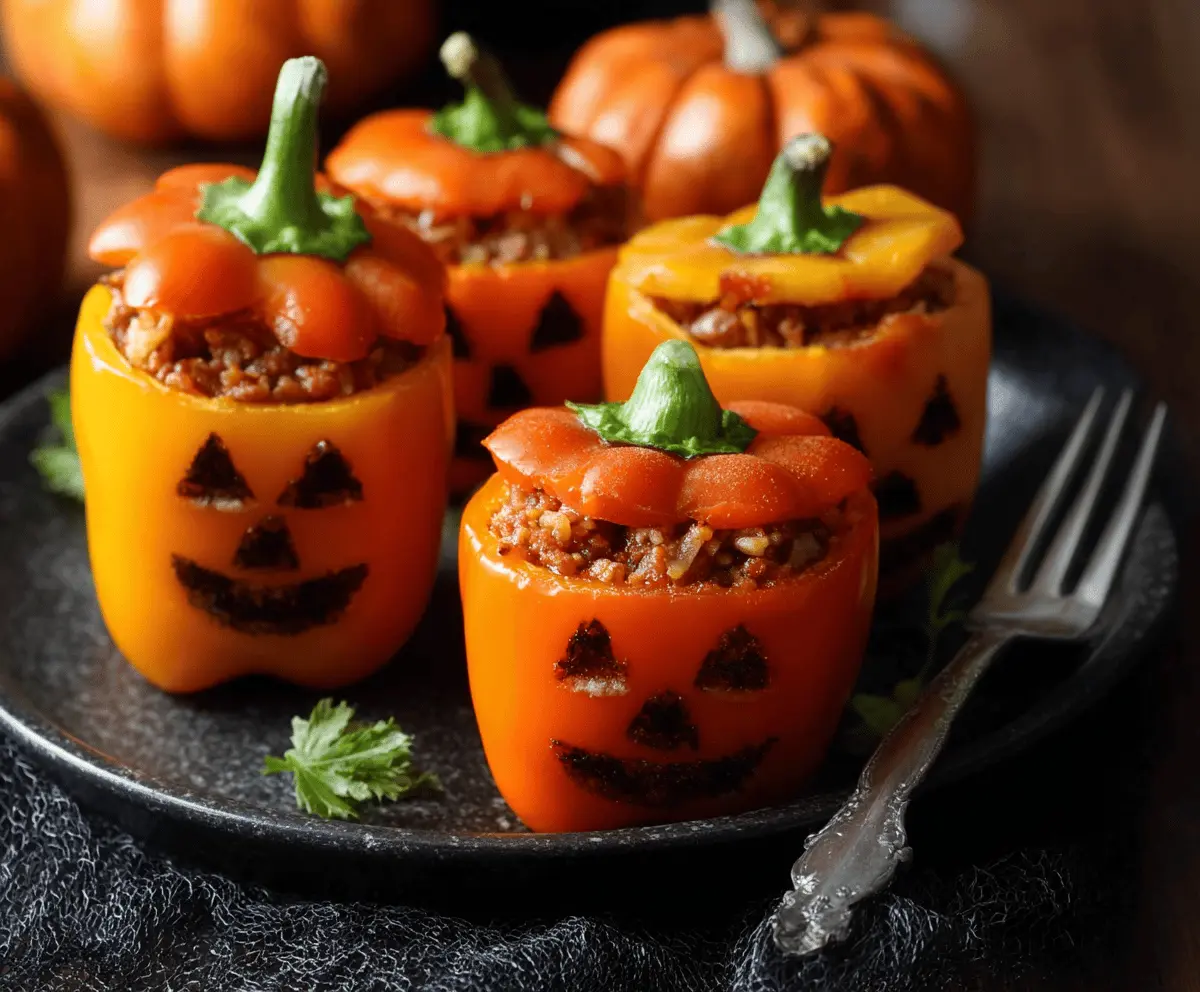 Easy Mini Jack-O-Lantern Stuffed Peppers Recipe for Halloween Fun