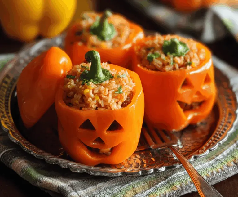 Mini Jack-O-Lantern Stuffed Peppers
