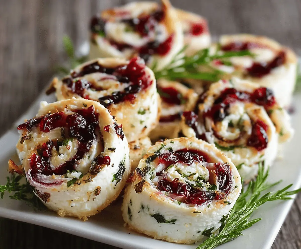 Easy Christmas Cranberry Feta Pinwheels