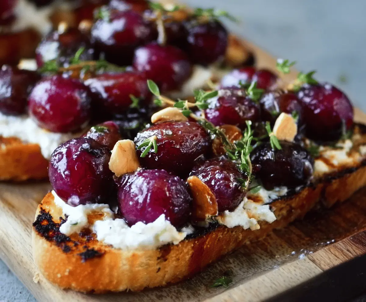 Easy Baked Grapes & Feta Bruschetta