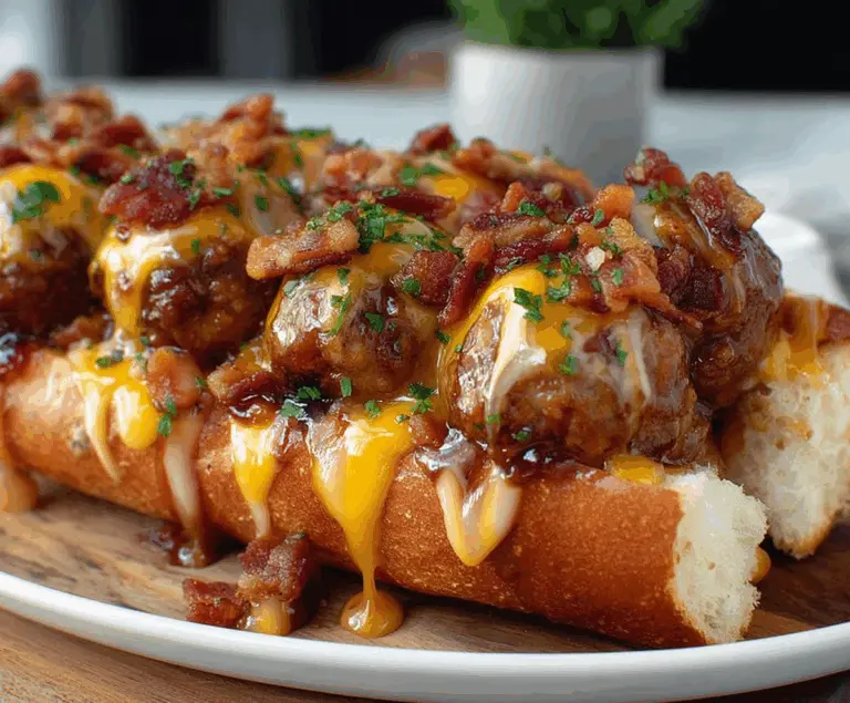 Bourbon BBQ Bacon Cheeseburger Meatball Subs