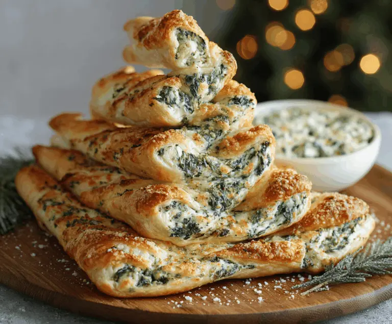 Christmas Tree Spinach Dip Breadsticks