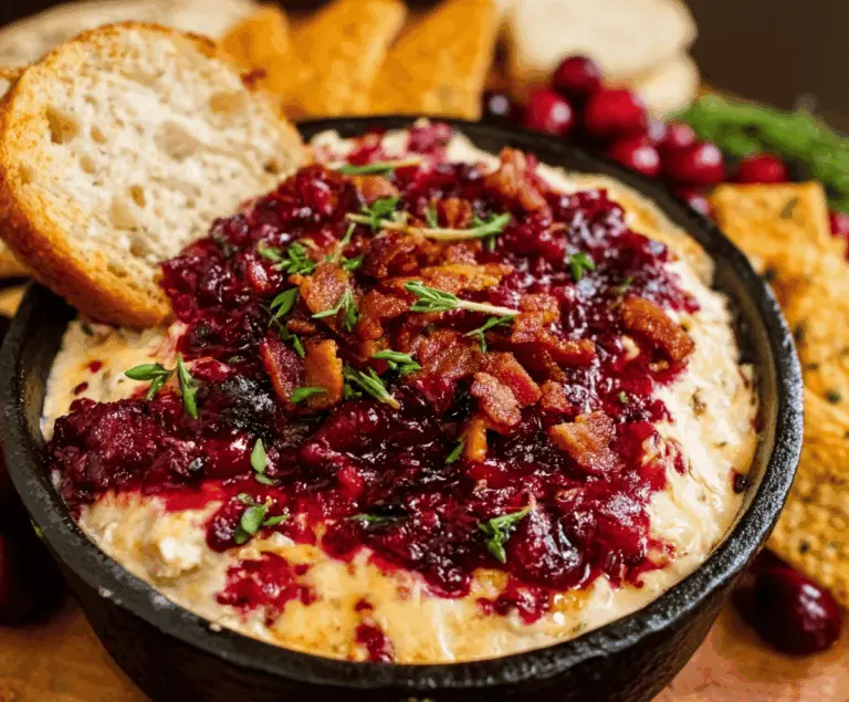 Cranberry and bacon swiss cheese dip