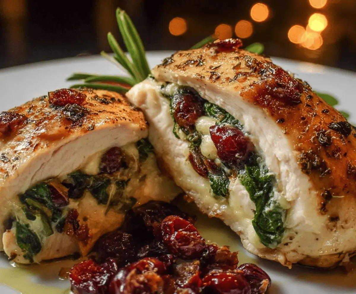 Easy Cranberry Spinach Stuffed Chicken