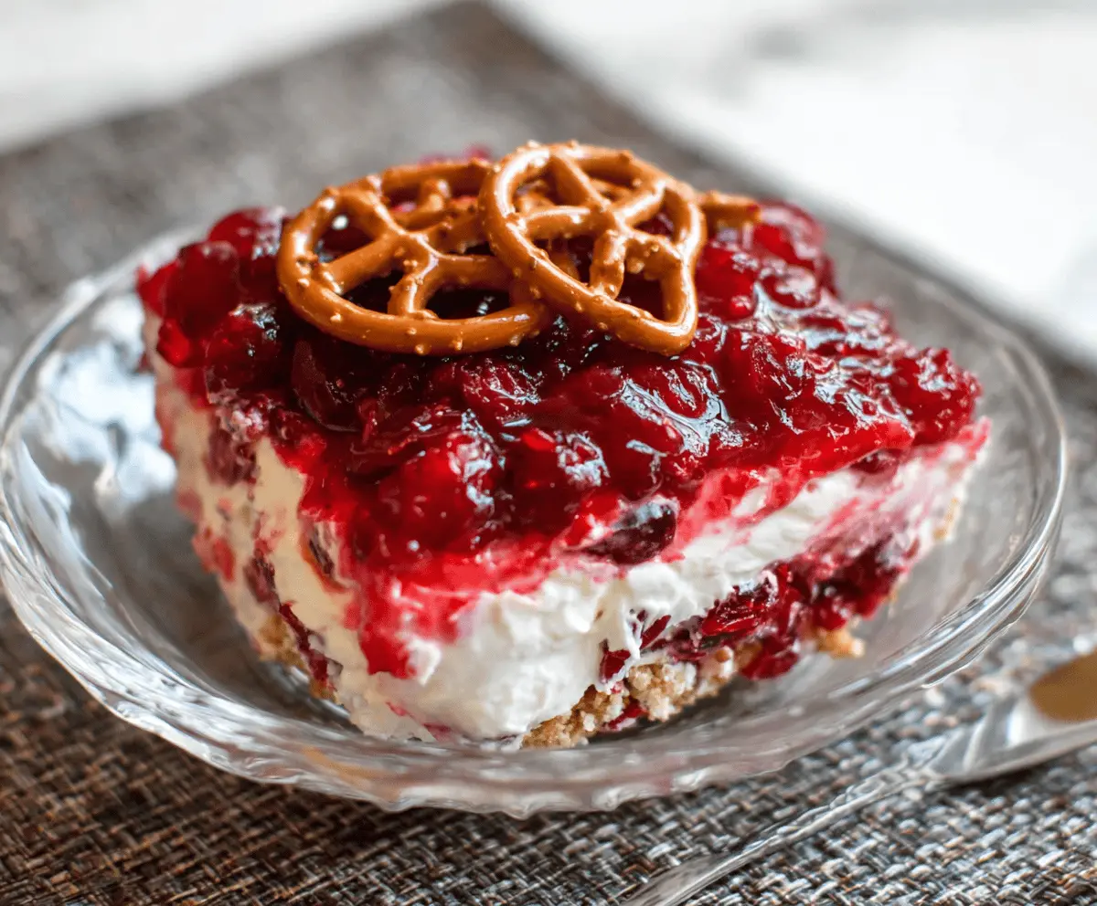 Easy Cranberry Raspberry Pretzel Salad