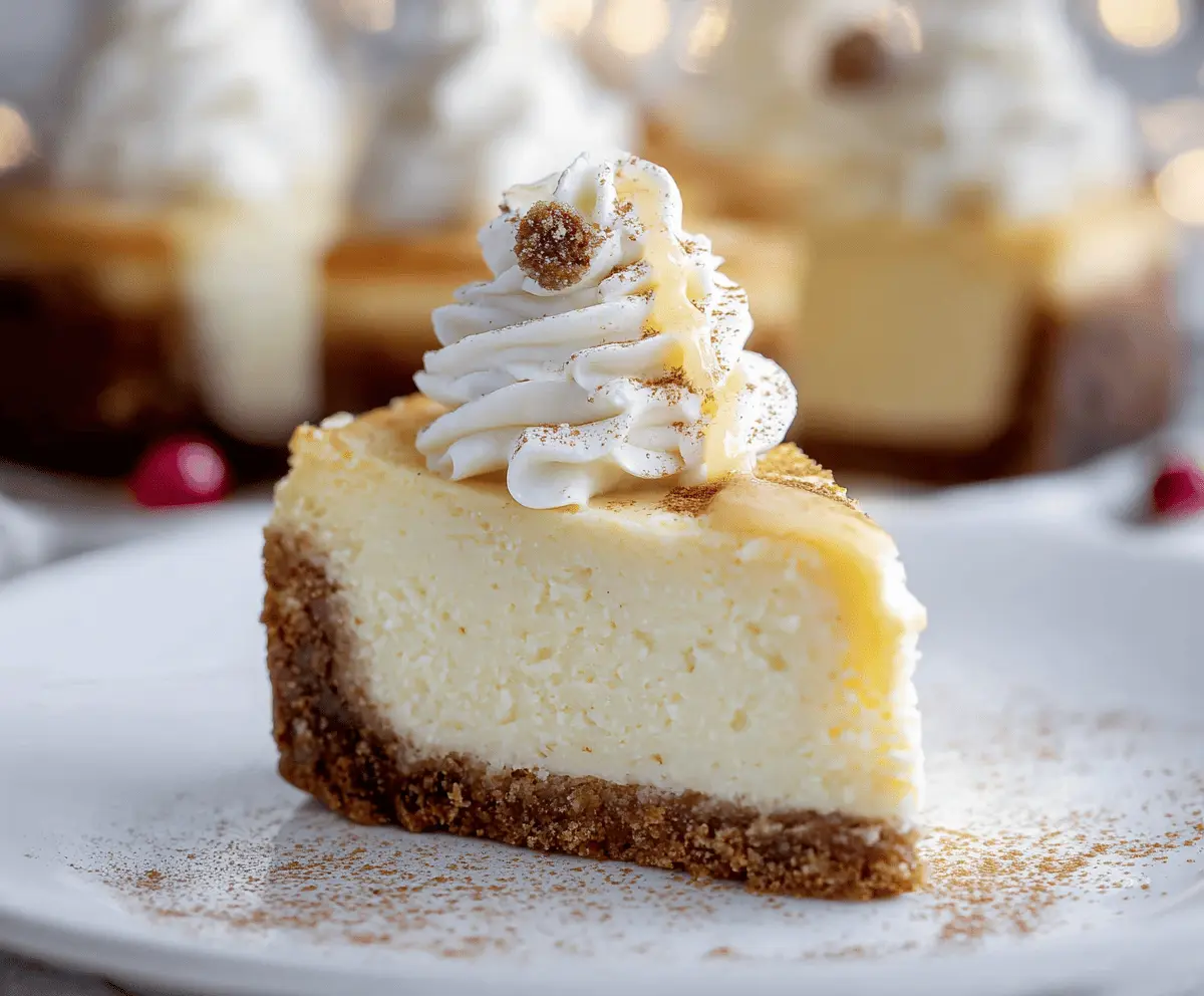 Creamy Eggnog Christmas Cheesecake