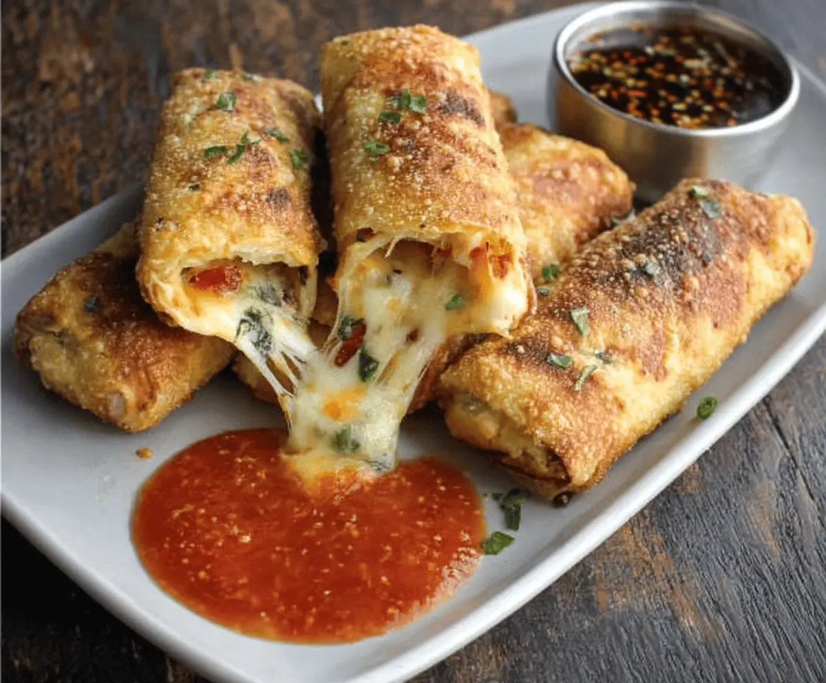 Garlic Butter Pizza Egg Rolls Recipe