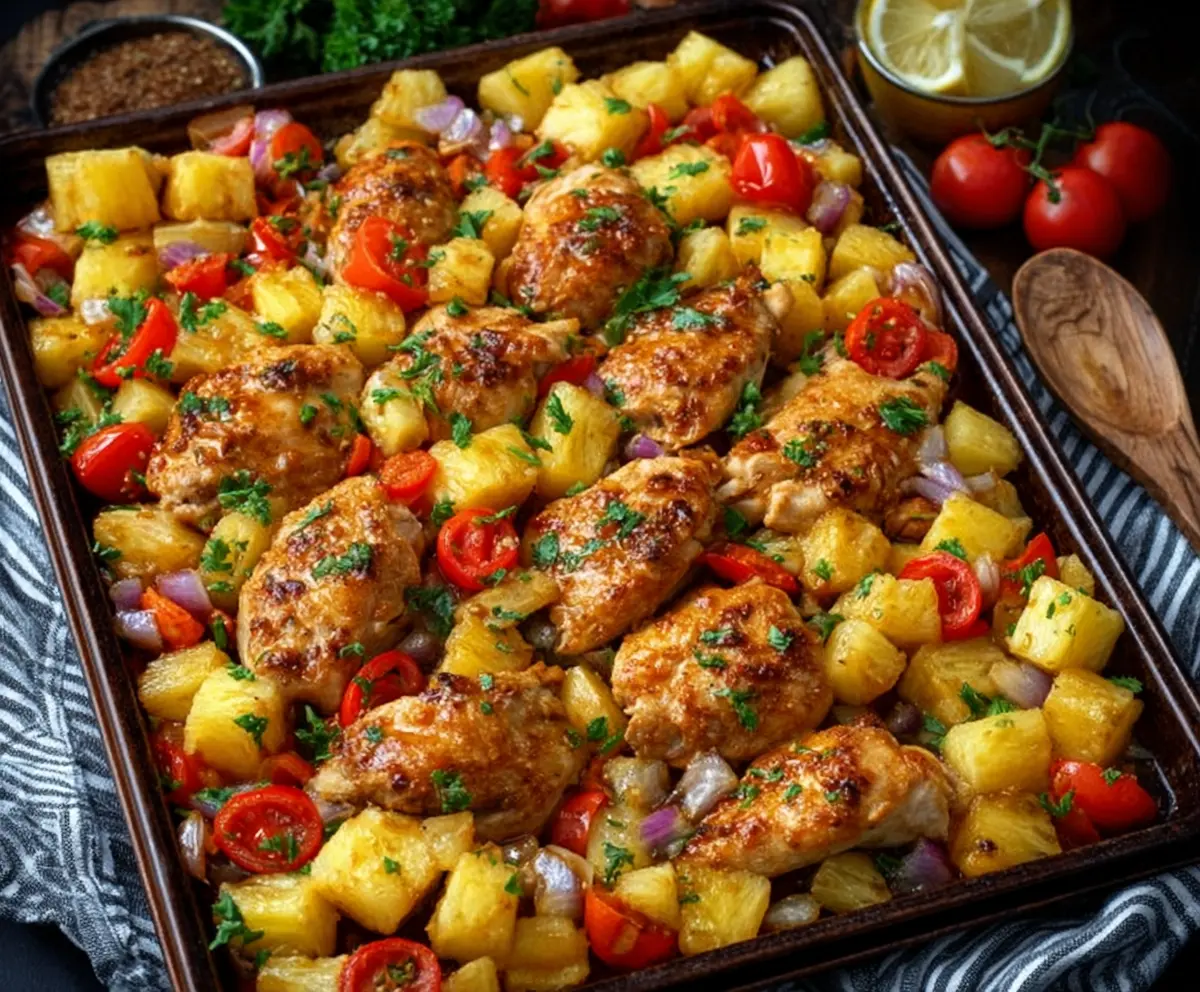 Easy Hawaiian Chicken Sheet Pan