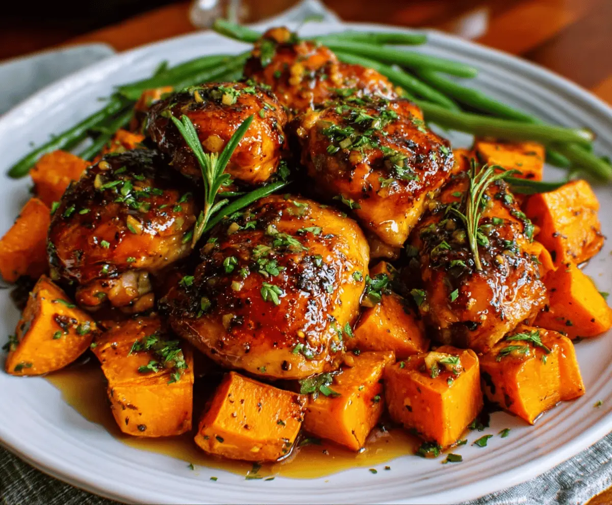 Easy Honey Garlic Chicken & Sweet Potato
