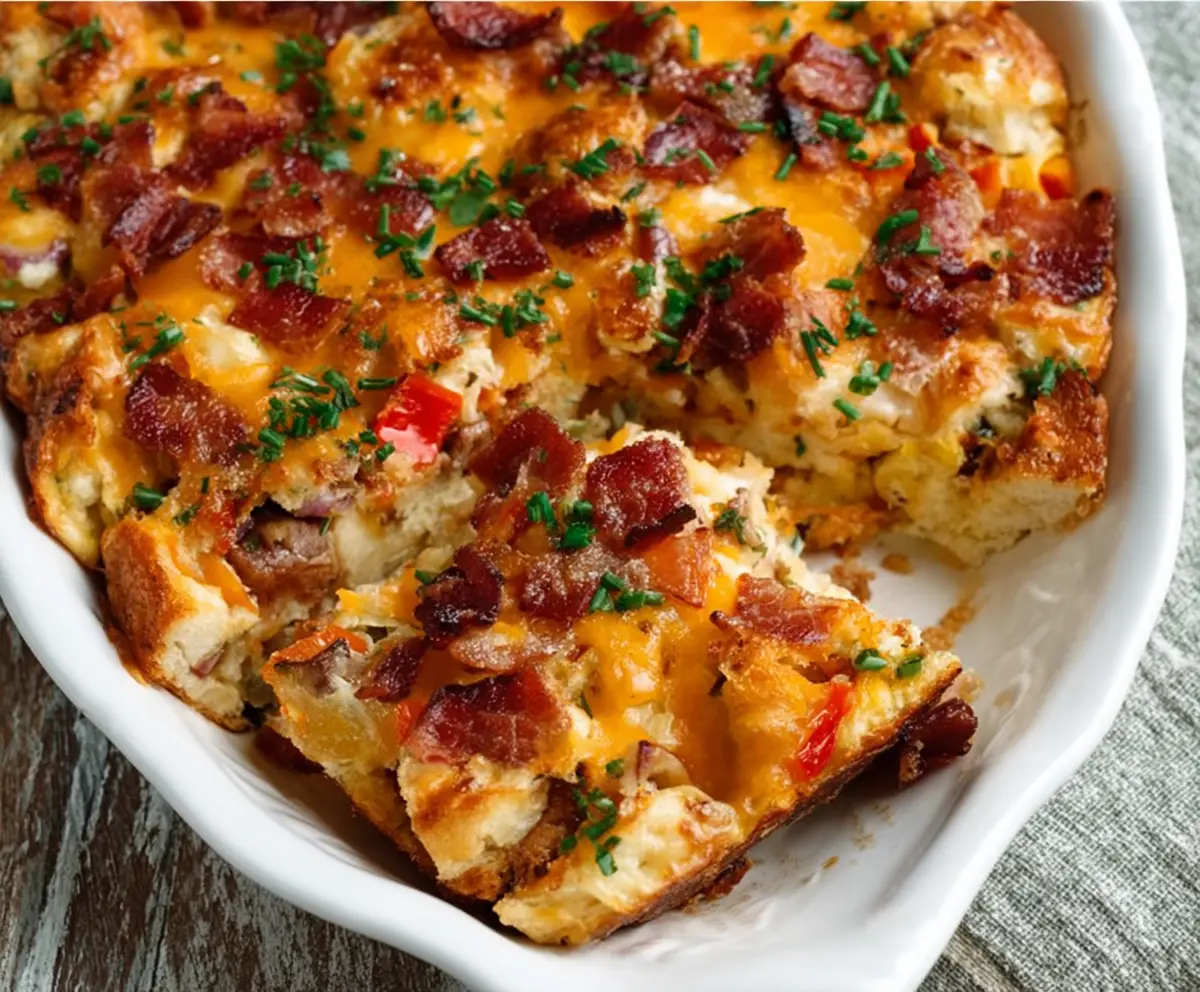Easy Loaded Overnight Breakfast Casserole