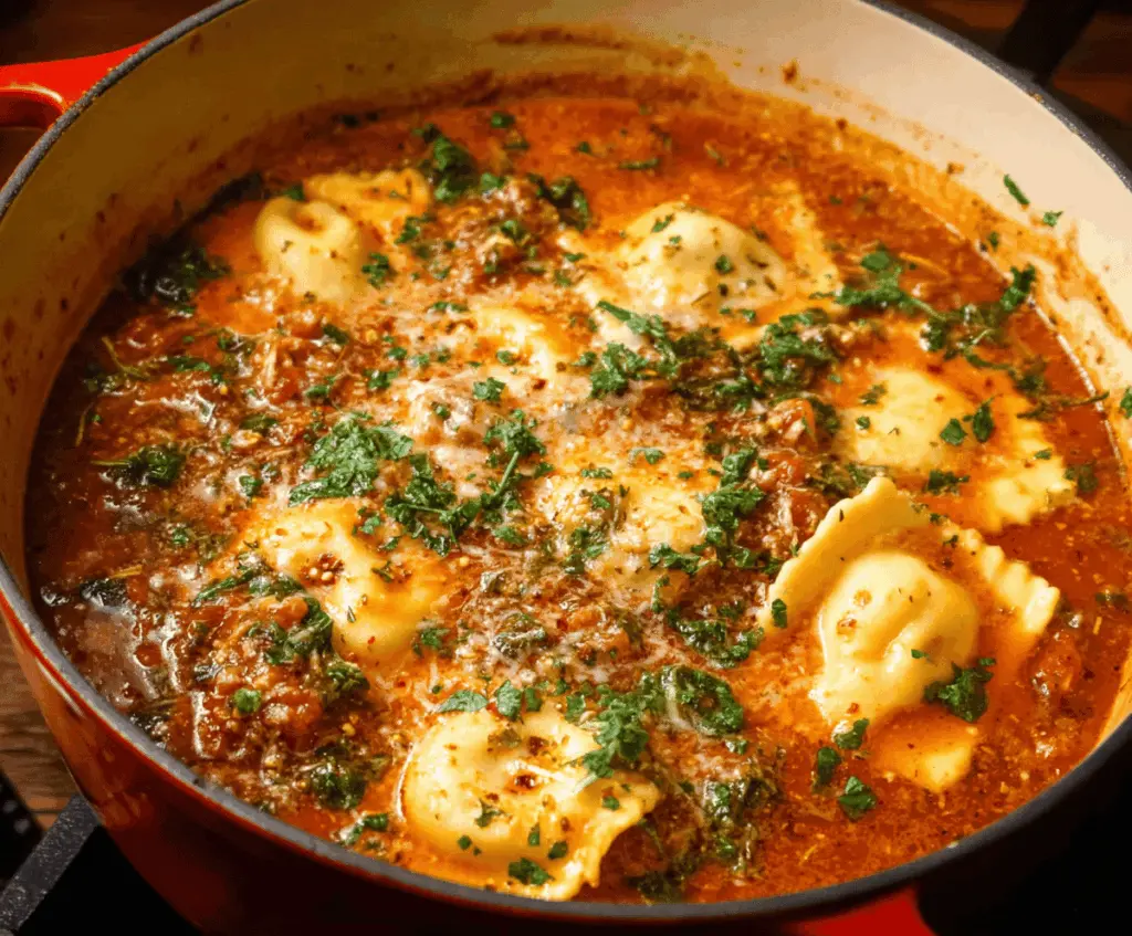 Simple and Delicious Ravioli Soup in One Pot