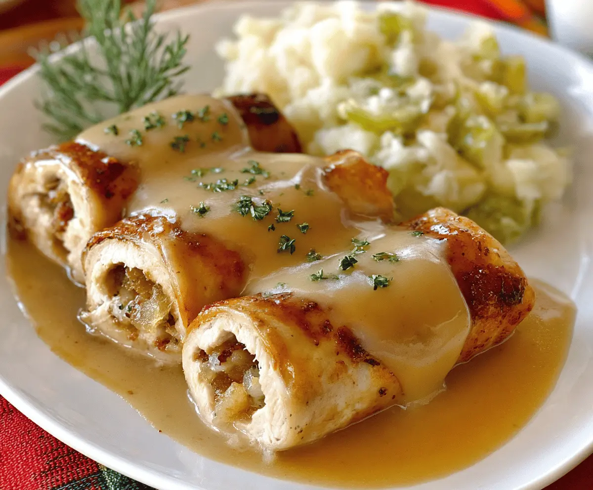 Turkey Ripieno Easy Turkey Stuffing Roll Ups with Creamy Gravy