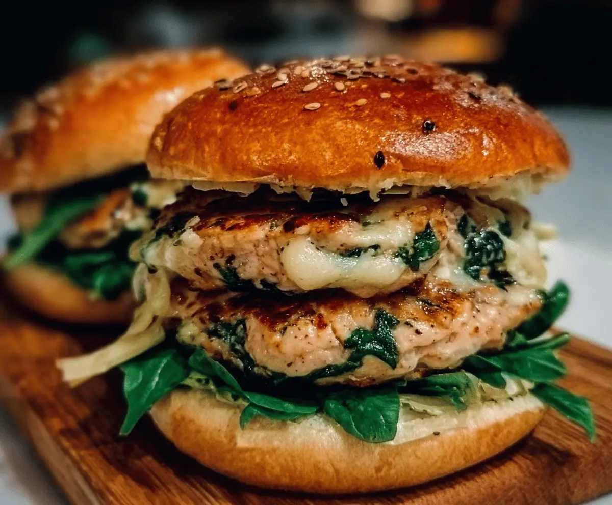 Easy White Cheddar Spinach Chicken Burgers