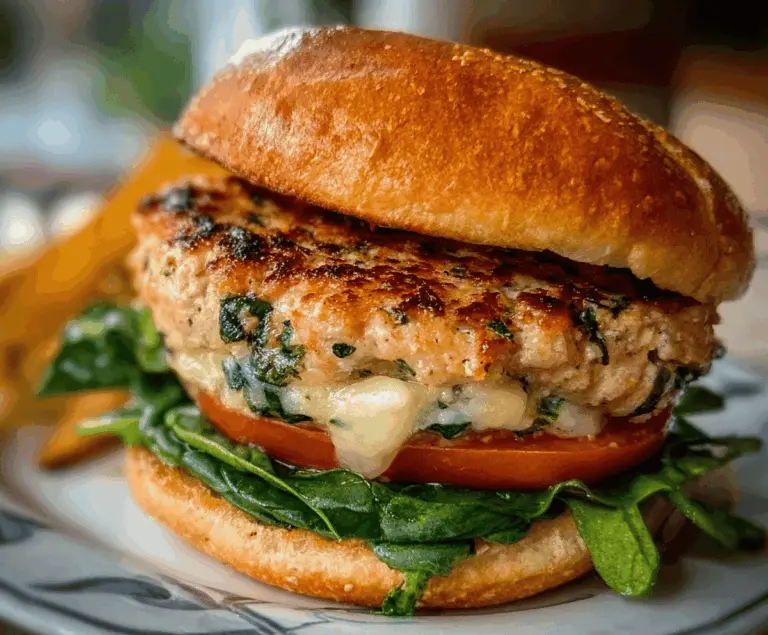 White Cheddar and Spinach Chicken Burgers Homemade
