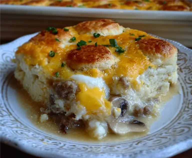 Biscuits and Gravy Breakfast Casserole