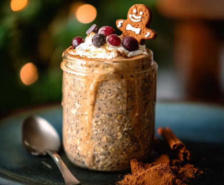 High Protein Gingerbread Overnight Oats