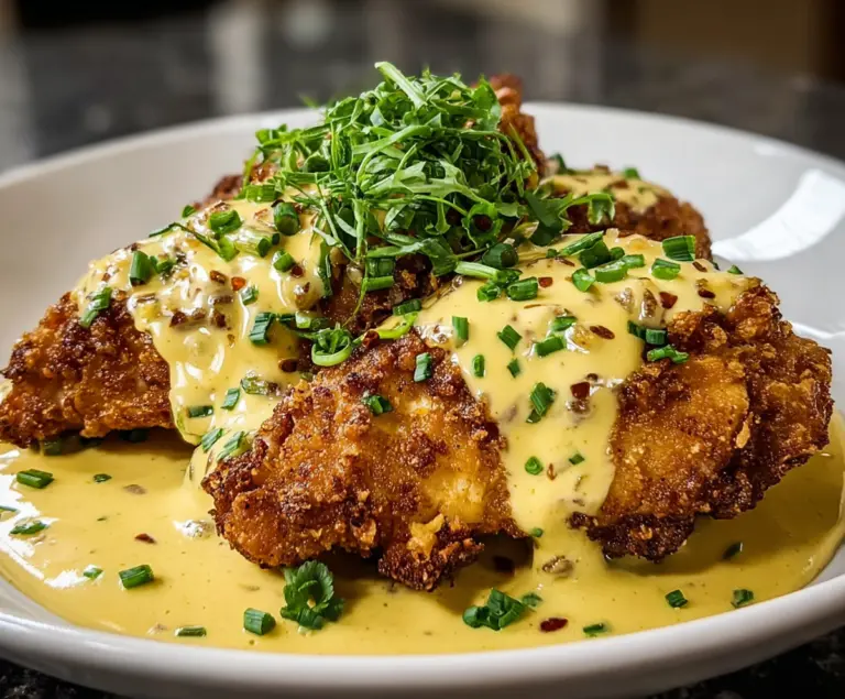 Pretzel Chicken with Mustard-Cheddar Sauce