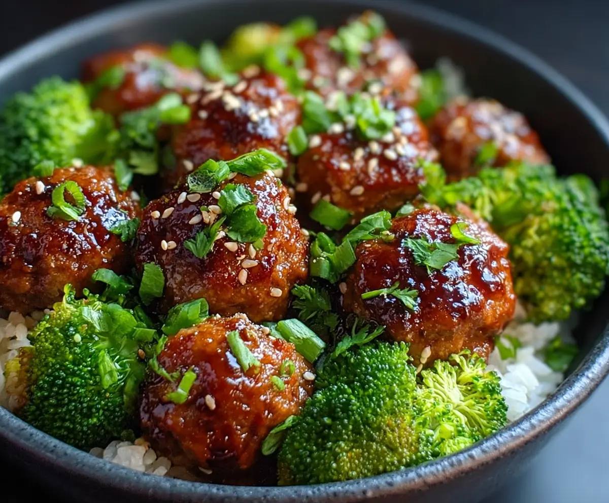 Sticky Mongolian Meatballs & Broccoli