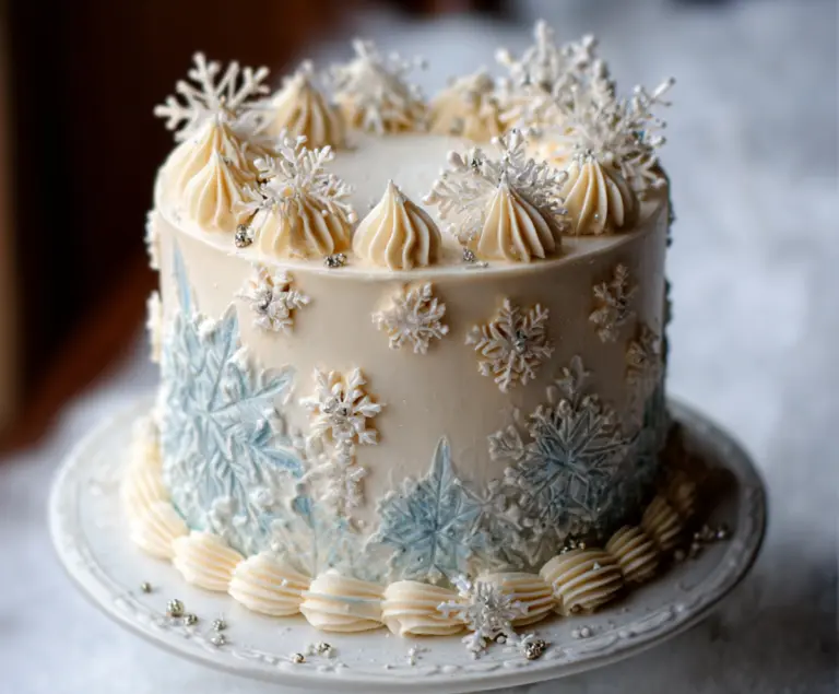 Winter Vanilla Snowflake Cake