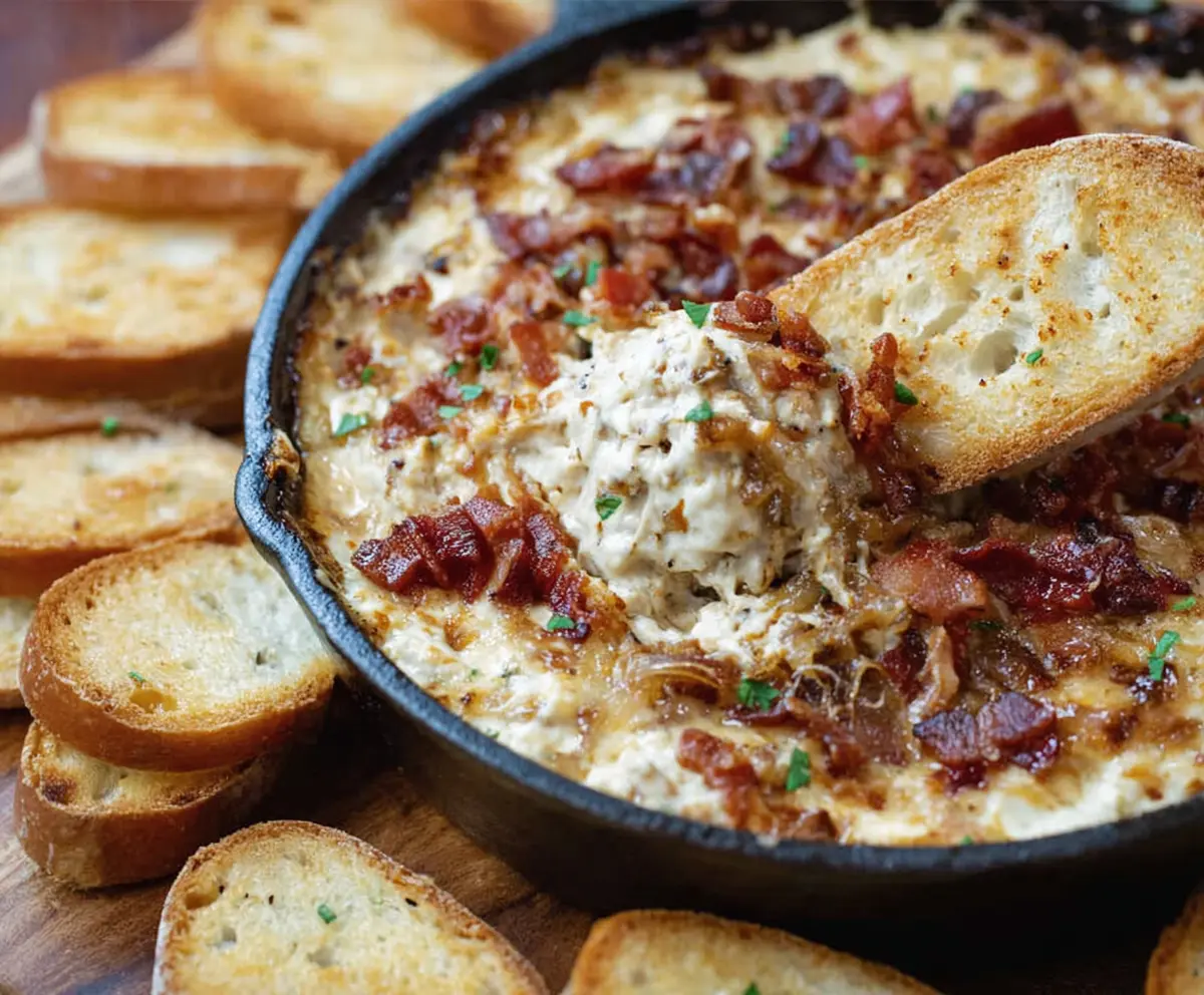 Easy Caramelized Onion & Bacon Dip