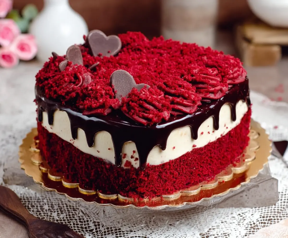 Eggless Red Velvet Truffle Cake Recipe