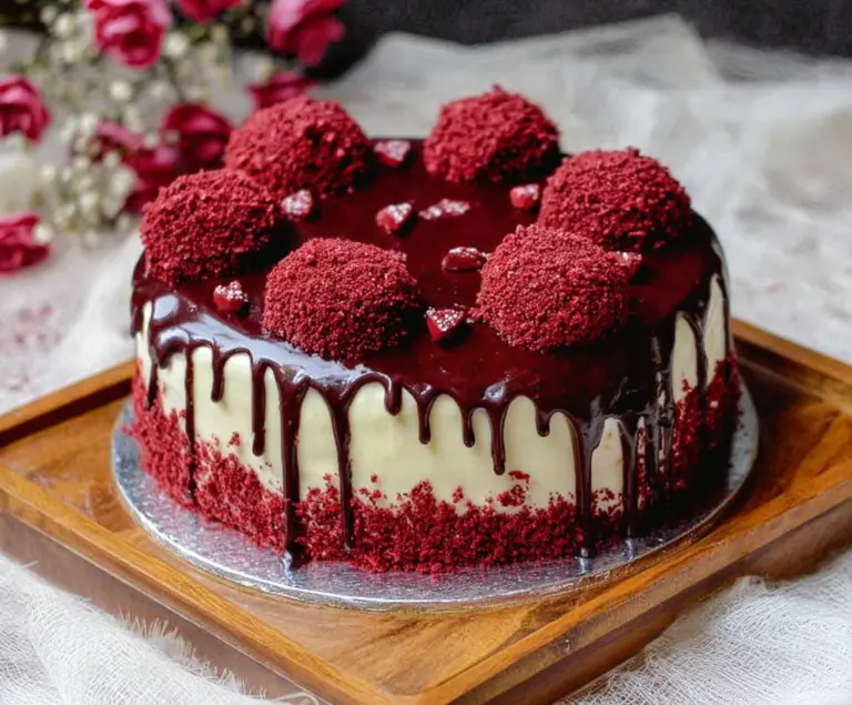 Eggless Red Velvet Truffle Cake