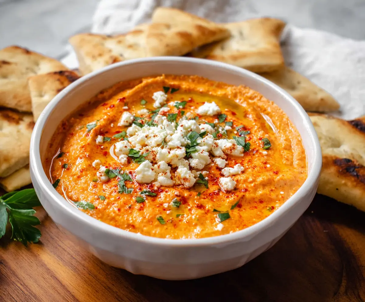 Creamy Roasted Red Pepper Feta Dip