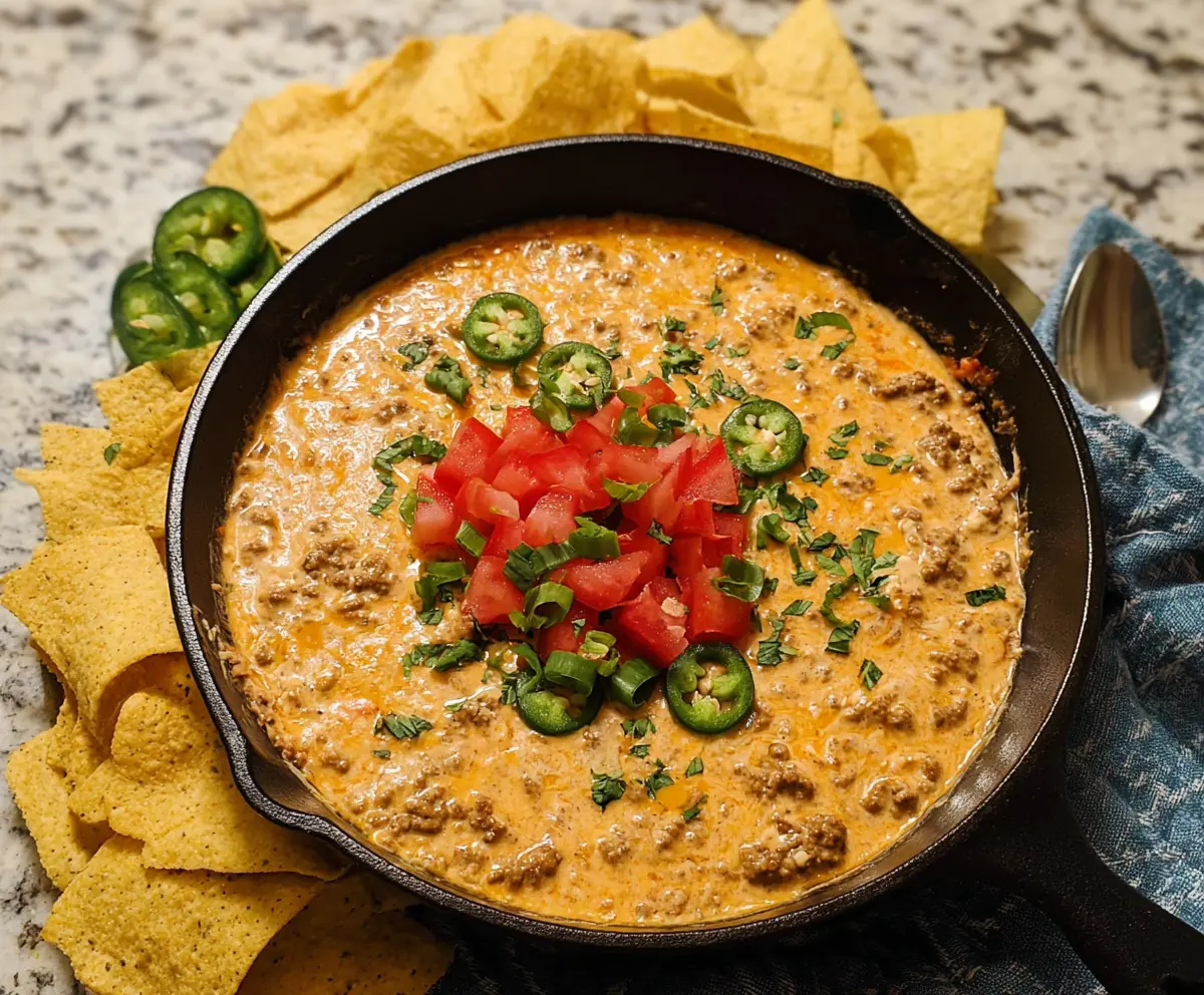 Easy Rotel Dip with Ground Beef