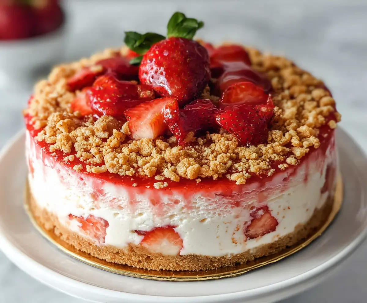 Easy Strawberry Crunch Cheesecake